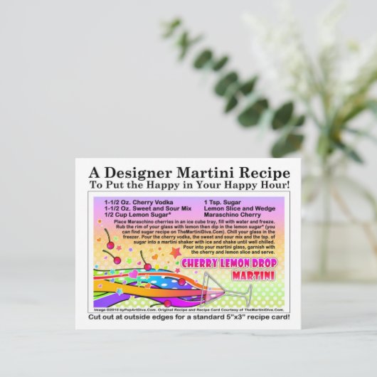Cherry Lemon Drop Martini Recipe Briefkaart (Staand voorkant)