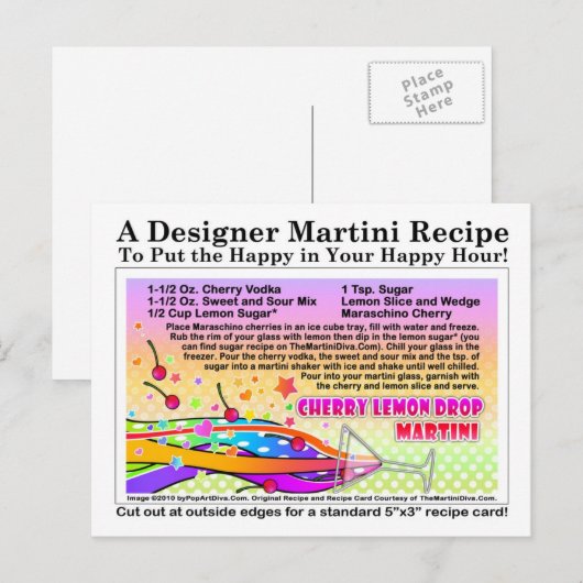 Cherry Lemon Drop Martini Recipe Briefkaart (Voorkant / Achterkant)