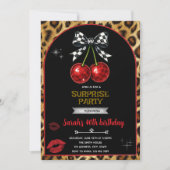 Cherry Leopard party Invitation Kaart (Voorkant)