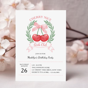 Cherry Leuke Meisjes Club Roze Bow Verjaardag Kaart