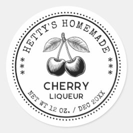 Cherry likeur inblikken sticker in zwart-wit