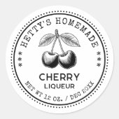 Cherry likeur inblikken sticker in zwart-wit (Voorkant)