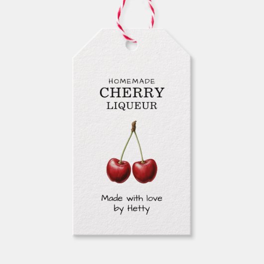 Cherry likeur label voor uw zelfgemaakte recepten! cadeaulabel (Voorkant)