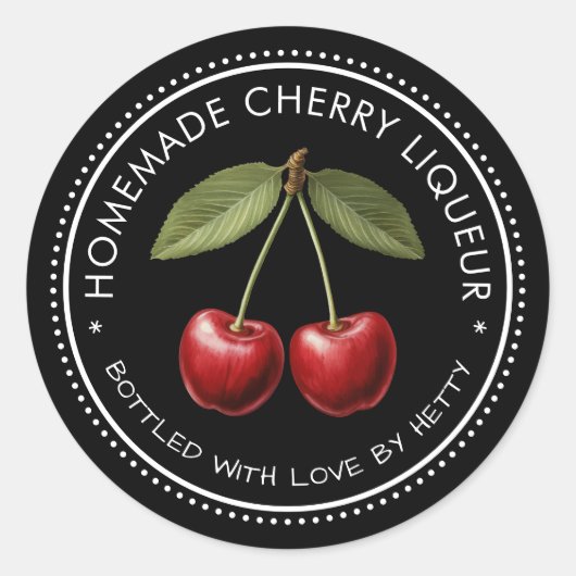 Cherry likeur sticker voor uw zelfgemaakte recepte (Voorkant)