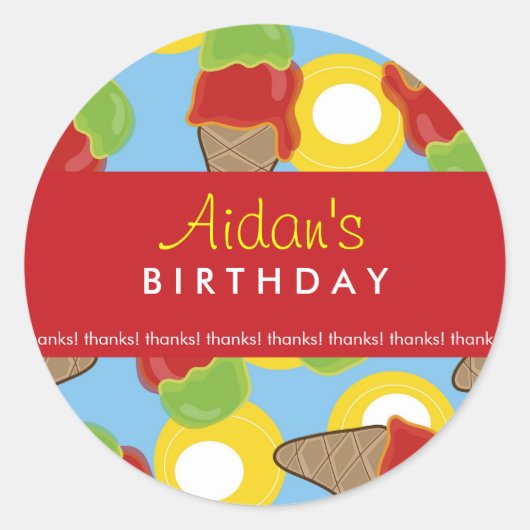 Cherry & Limoen Ice Cream Verjaardagsfeestje Stick Ronde Sticker (Voorkant)
