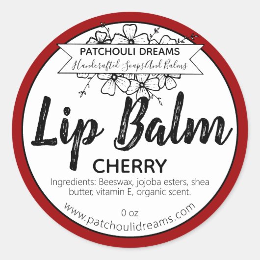  Cherry Lip Balm Label Handmade (Voorkant)