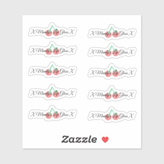 Cherry Lip Gloss Packaging Logo Sticker (Vel)
