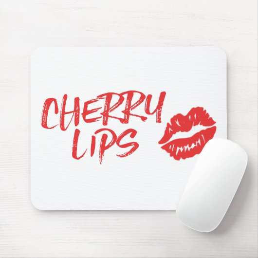 Cherry Lips Red Kiss Mark Mousepad Muismat (Met muis)