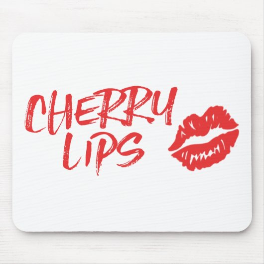 Cherry Lips Red Kiss Mark Mousepad Muismat (Voorkant)