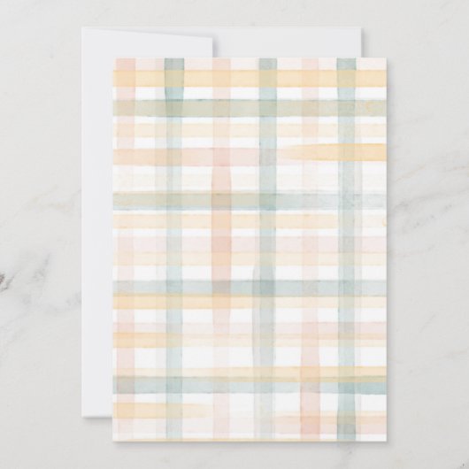 Cherry Little Cutie Pie Pastel Gingham Baby shower Kaart (Achterkant)