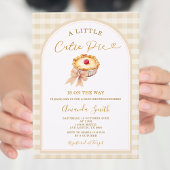 Cherry Little Cutie Pie Pastel Gingham Baby shower Kaart