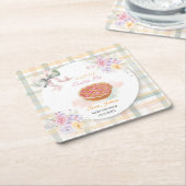 Cherry Little Cutie Pie Pastel Gingham Baby shower Kartonnen Onderzetters (Schuin)