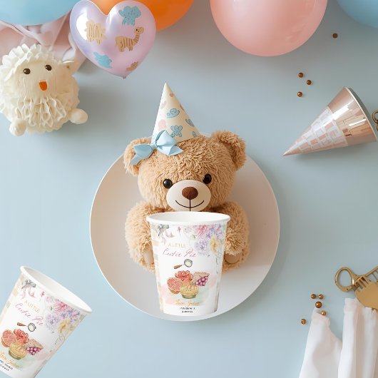 Cherry Little Cutie Pie Pastel Gingham Baby shower Papieren Bekers