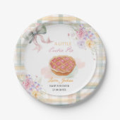 Cherry Little Cutie Pie Pastel Gingham Baby shower Papieren Bordje (Voorkant)