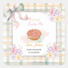 Cherry Little Cutie Pie Pastel Gingham Baby shower Vierkante Sticker