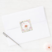 Cherry Little Cutie Pie Pastel Gingham Baby shower Vierkante Sticker (Envelop)