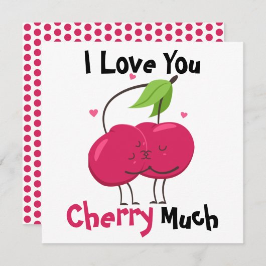 Cherry Love Pun Flat Kaart (Voorkant / Achterkant)