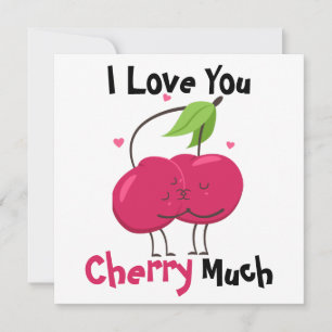 Cherry Love Pun Flat Kaart