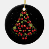 Cherry Lover Kerstboom Lichten Santa Hat Cherr Keramisch Ornament (Voorkant)