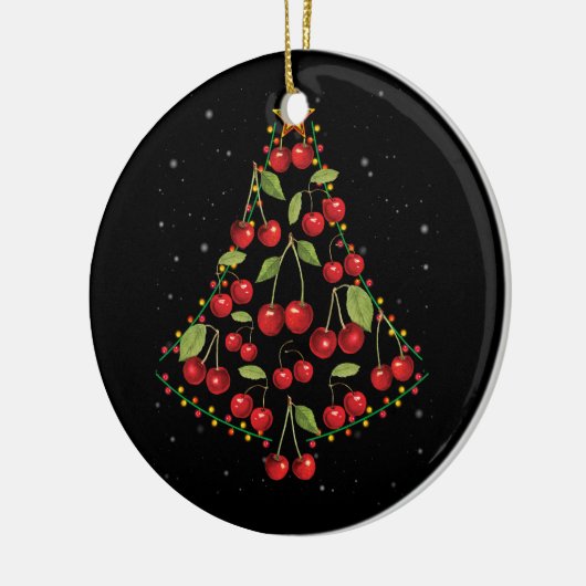 Cherry Lover Kerstboom Lichten Santa Hat Cherr Keramisch Ornament (Links)