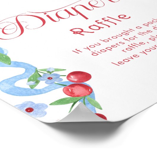 Cherry Luier Raffle Blauwe strik Whimsical Poster (Hoek)