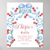 Cherry Luier Raffle Blauwe strik Whimsical Poster (Voorkant)