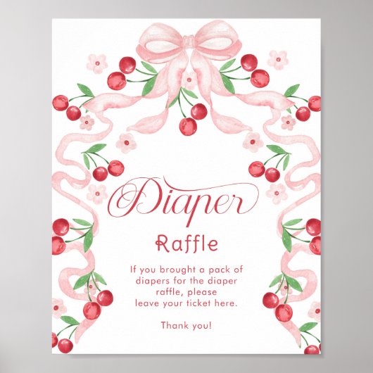 Cherry Luier Raffle Roze strik Whimsical Poster (Voorkant)