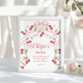 Cherry Luier Raffle Roze strik Whimsical Poster