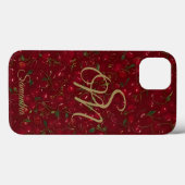 Cherry Luxe met naam en monogram Case-Mate iPhone Case (Achterkant (horizontaal))