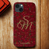 Cherry Luxe met naam en monogram Case-Mate iPhone Case