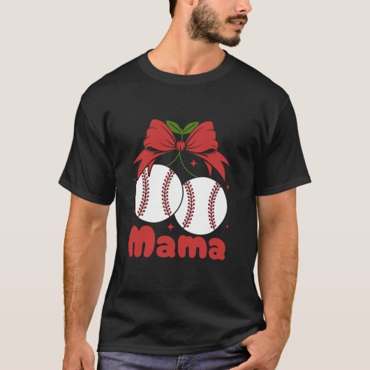 Cherry Mama Coquette Bow Mom Schattige Honkbal Che T-shirt (Voorkant)
