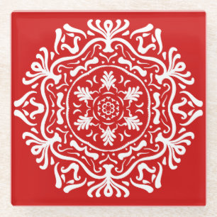 Cherry Mandala Glazen Onderzetter