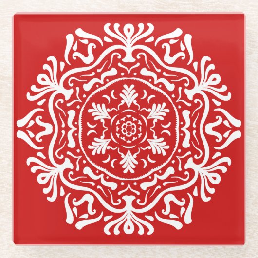 Cherry Mandala Glazen Onderzetter (Voorkant)