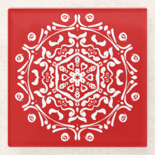 Cherry Mandala Glazen Onderzetter