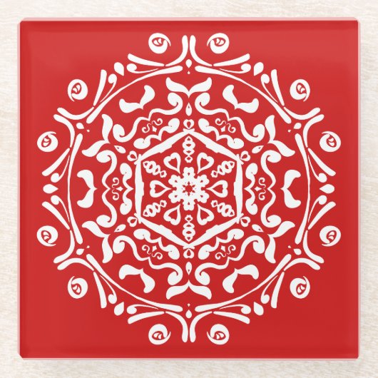 Cherry Mandala Glazen Onderzetter (Voorkant)