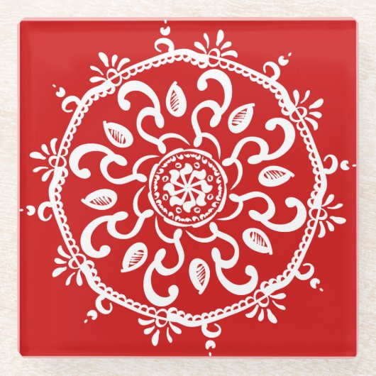 Cherry Mandala Glazen Onderzetter (Voorkant)