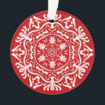 Cherry Mandala Ornament<br><div class="desc">Deze witte mandala zit op een heldere rode achtergrond. De kleur is energiek en warm. Deel van het Collectie van Erghenn Mandala.</div>