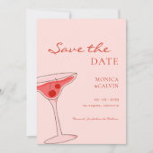 Cherry Martini Roze & Rode bruiloft Save The Date (Voorkant)