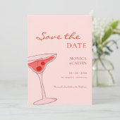 Cherry Martini Roze & Rode bruiloft Save The Date (Staand voorkant)