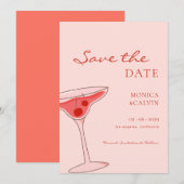 Cherry Martini Roze & Rode bruiloft Save The Date (Voorkant / Achterkant)