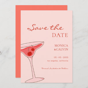 Cherry Martini Roze & Rode bruiloft Save The Date