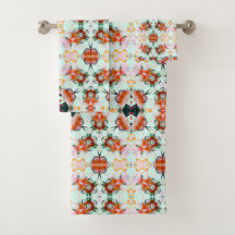 Cherry Mint Blossom Print Towel