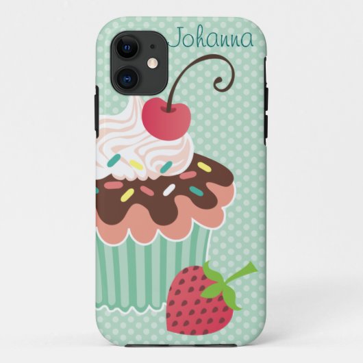 Cherry & Mint Cupcake iPhone 5 Hoesje-Mate Hoesje (Achterkant)