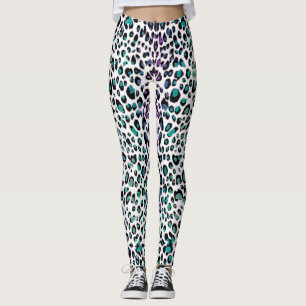 Cherry Mint Leopard Spots Animal Print Leggings