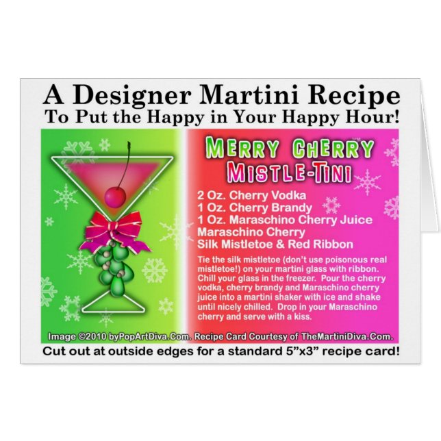 CHERRY MISTLE-TINI CHRISTMAS COCKTAIL RECIPE CARD (Voorkant Horizontaal)