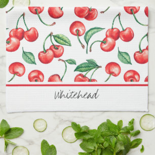 Cherry Monogram Waterverf Theedoek