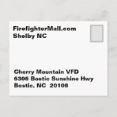 Cherry Mountain brandweerman Briefkaart (Achterkant)