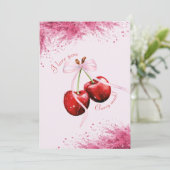 Cherry Much Love Roze Waterverf Valentijn Kaart (Staand voorkant)