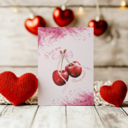 Cherry Much Love Roze Waterverf Valentijn Kaart