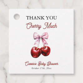Cherry Much Pink Bow Baby shower Bedankt Bedankjes Labels